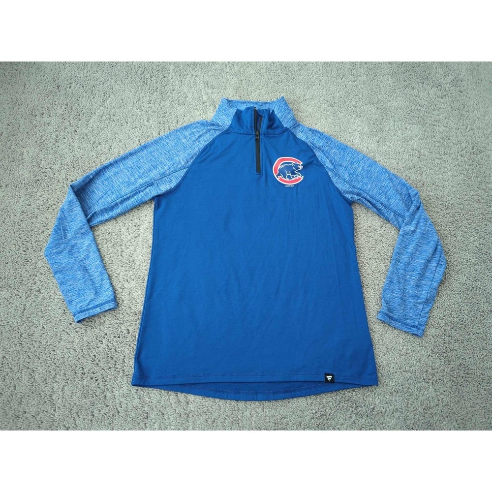 Chicago Cubs Pullover Mens M 1/4‎ Zip MLB Baseball Fanatics Blue